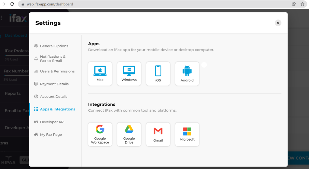 digital faxing ifax fax integration gmail google