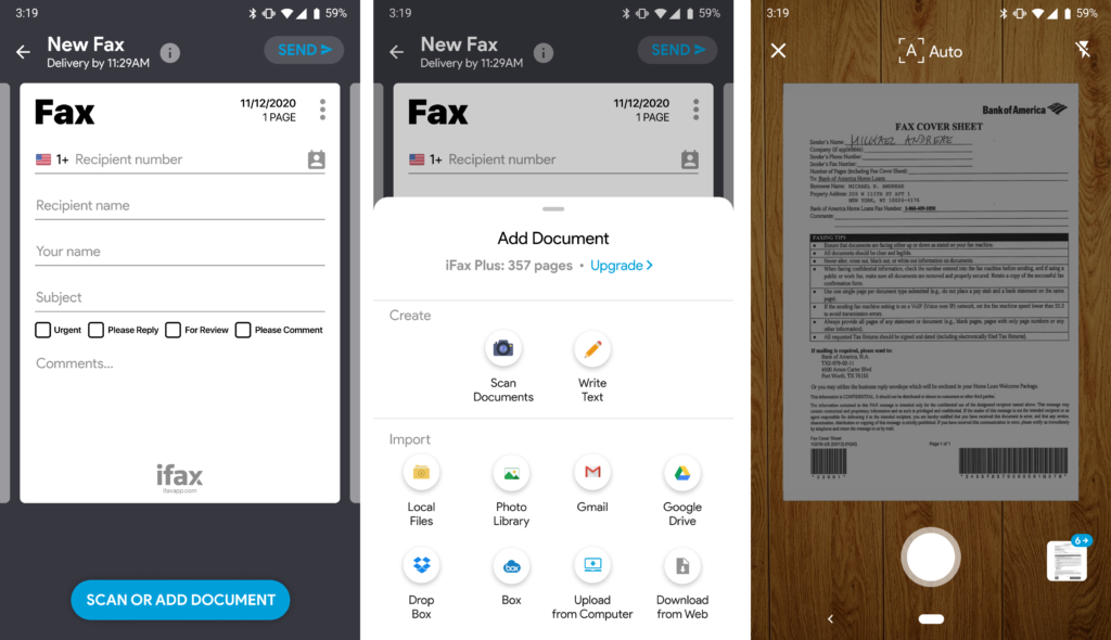 Faxer depuis Android