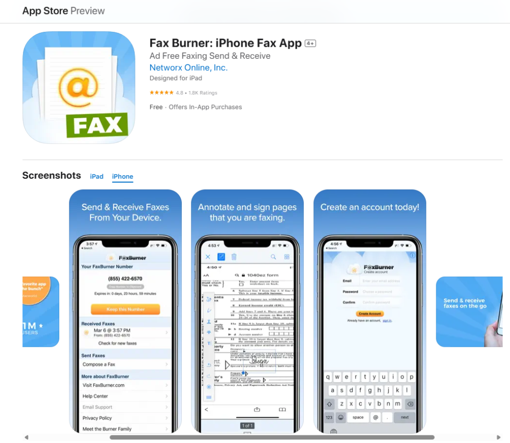 faxburner fax app for iphone