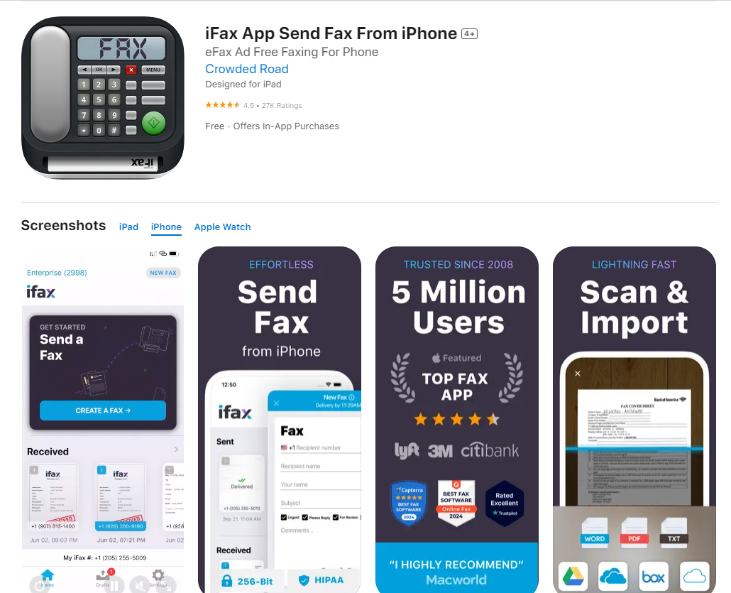 best all-around fax app for iPhone