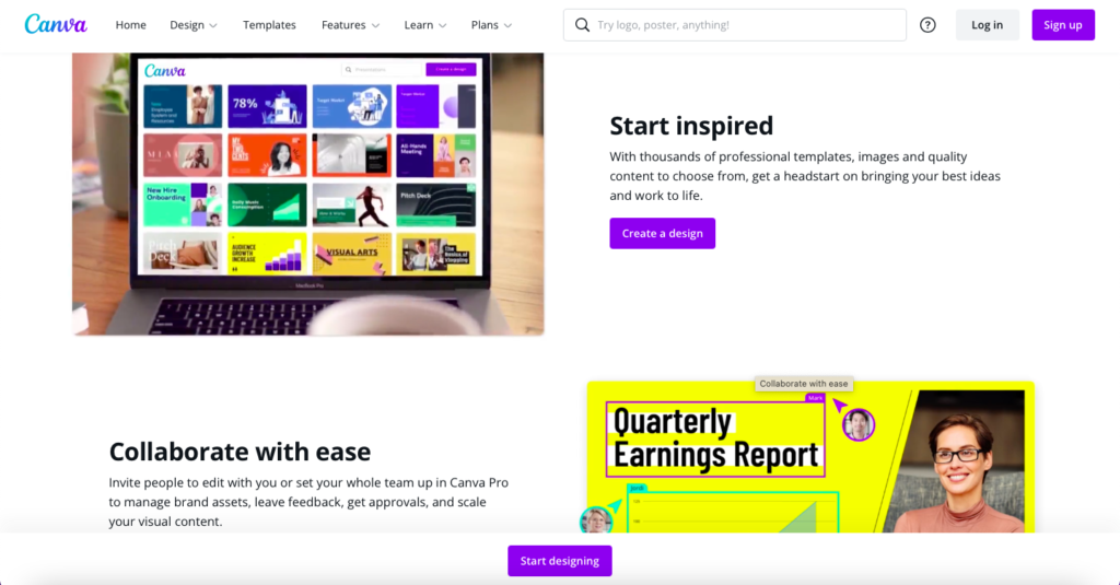 best online design tool for working from home - canva