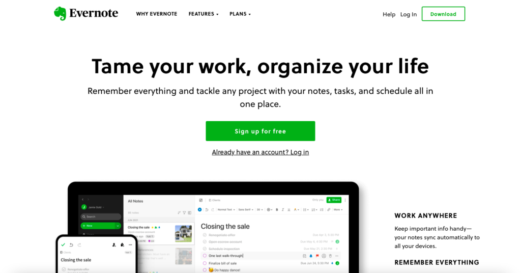 evernote remote work software