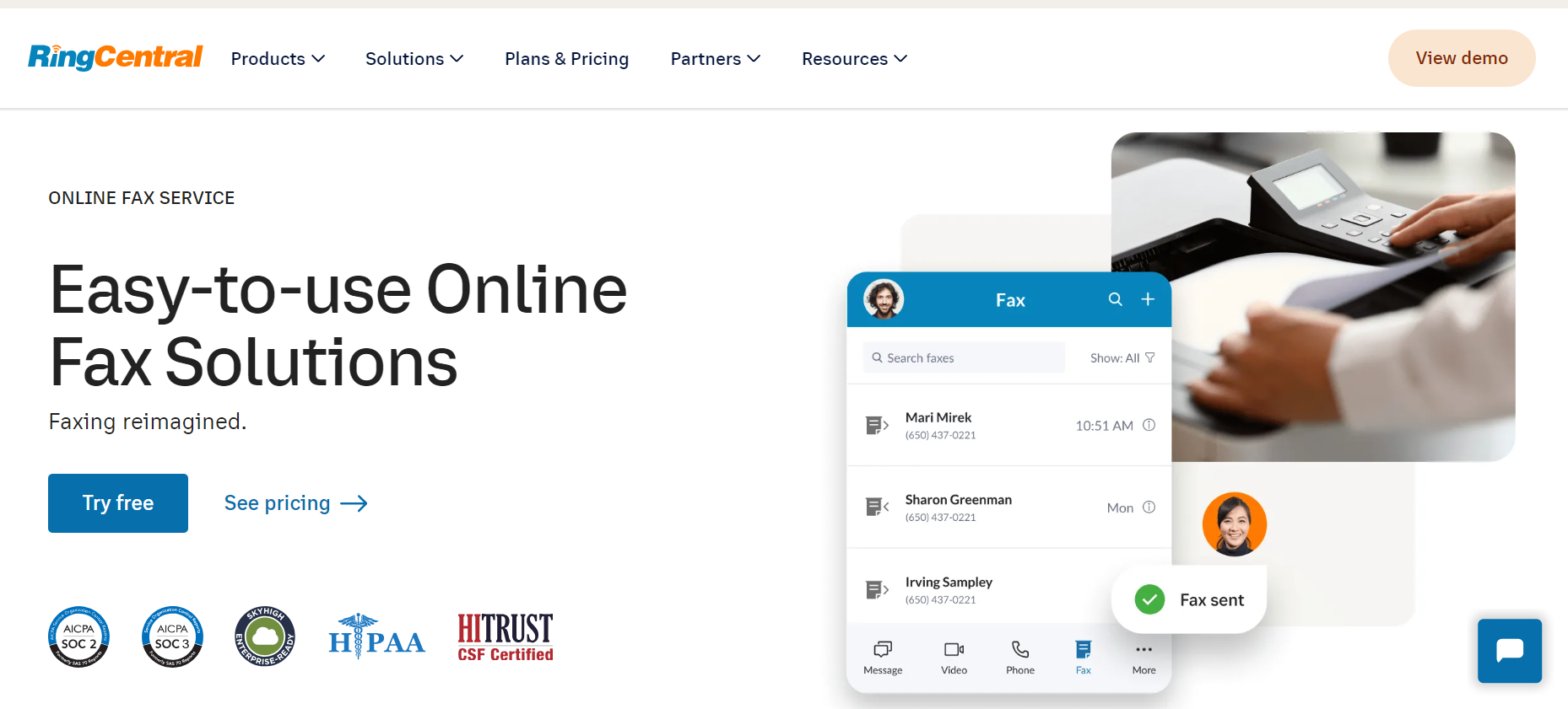 Ringcentral Fax service