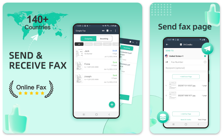 Simple Fax App on Android Play Store