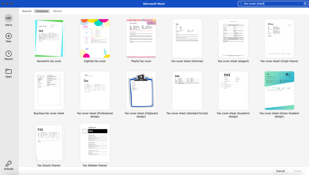 is there a free fax cover sheet template open office
