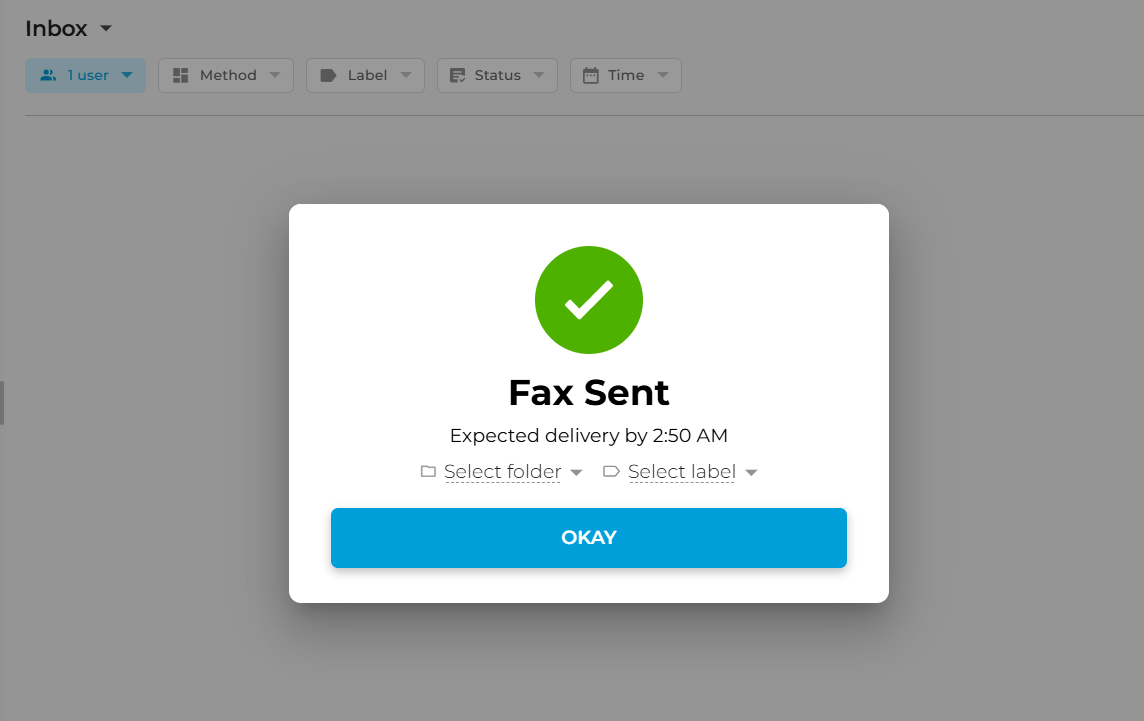get notified once a fax is sent no phone line