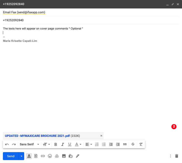 fax from computer using gmail