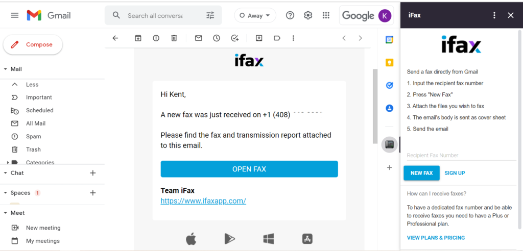 fax directly from Gmail