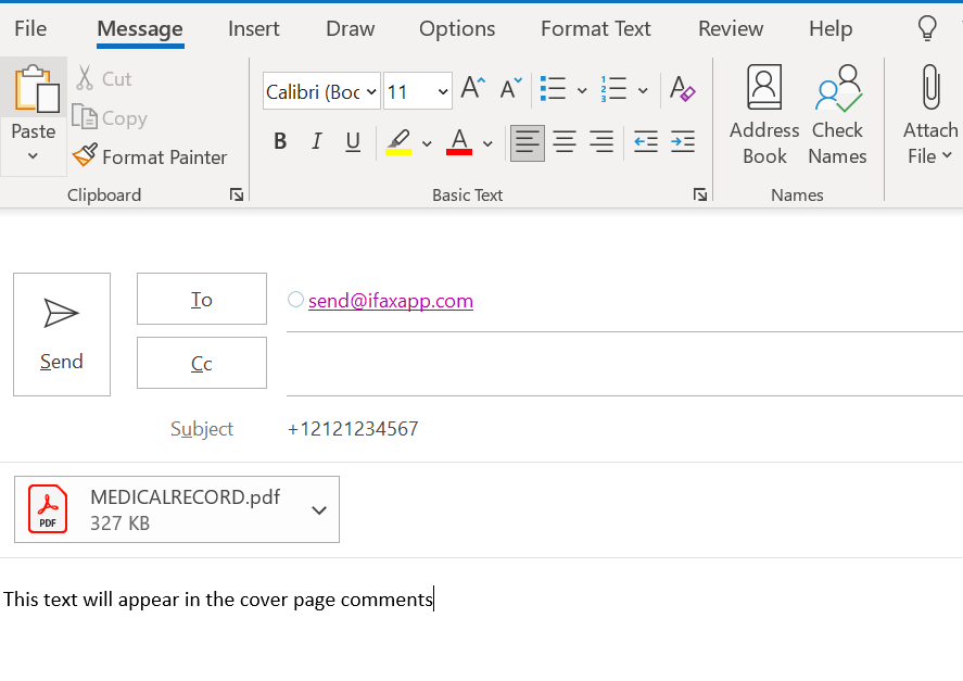 How to send a fax from outlook using iFax