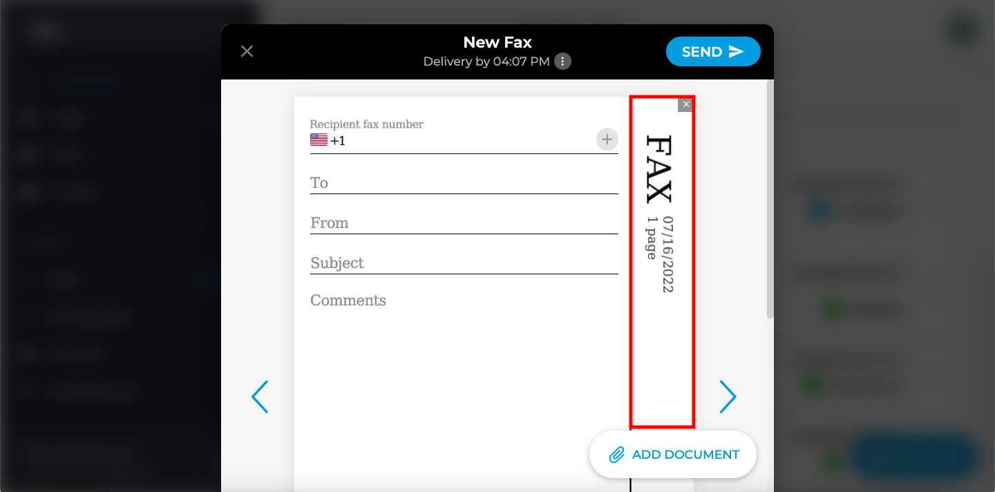 fax header examples vertical