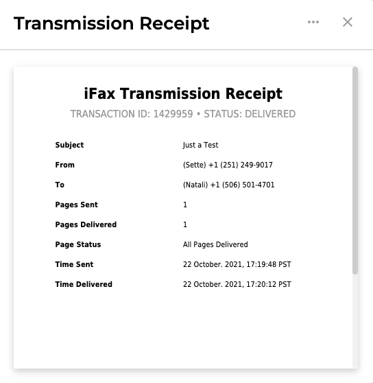 how to get fax transmission receipt on ifax
