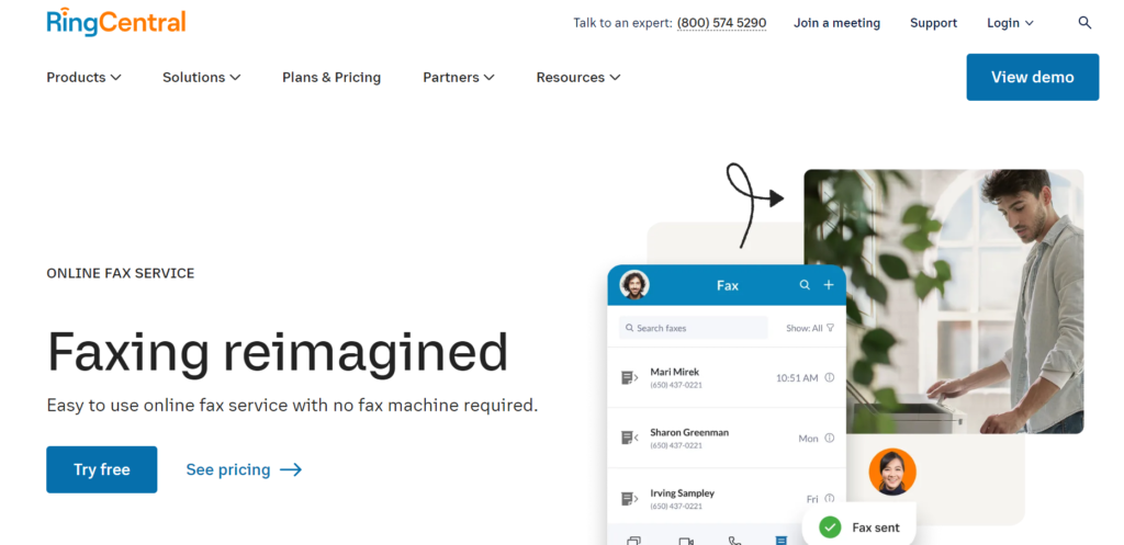 ringcentral fax free trial