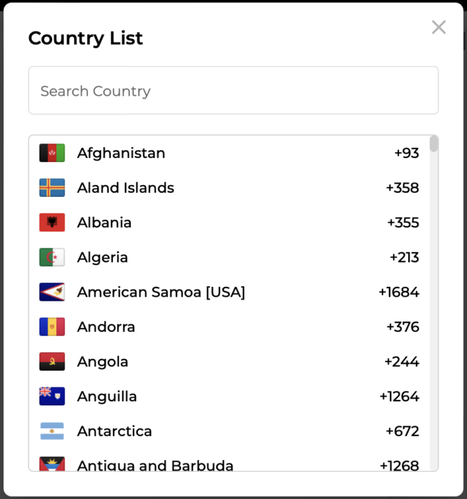 iFax international recipient list