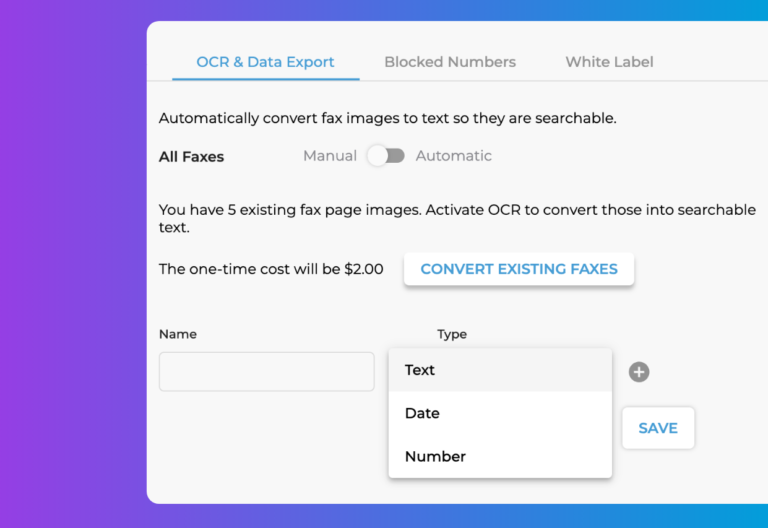 iFax Fax OCR feature