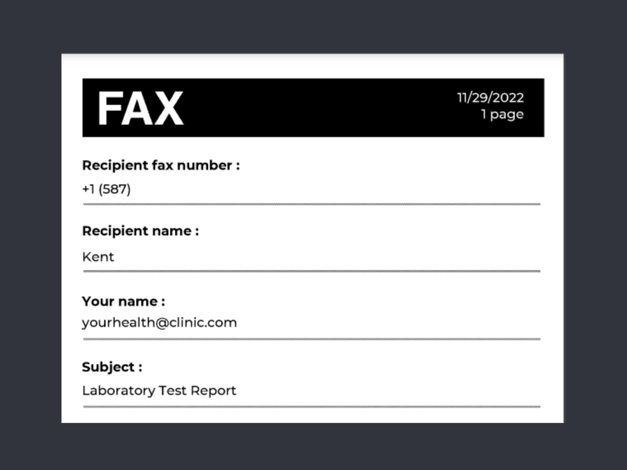 fax cover letter generator