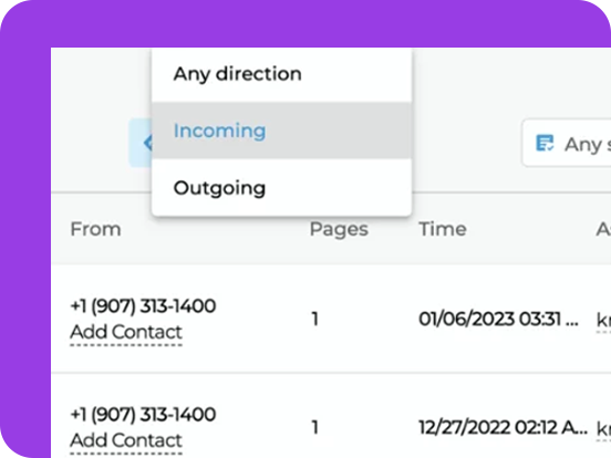 Receive incoming faxes through your company fax page