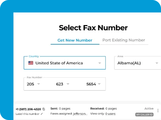 Select fax number to use on your company fax page