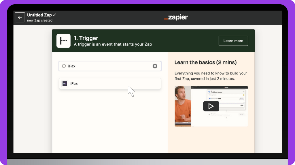 iFax Knowledge Base: Integrate iFax With Zapier - Choose Trigger