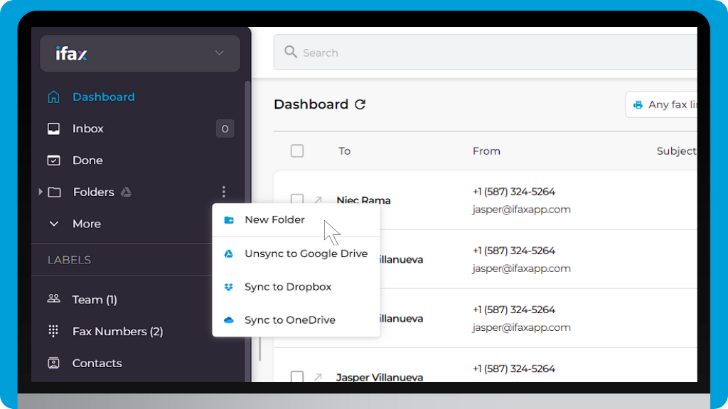 iFax Knowledge Base: Smart Folders - New Folder