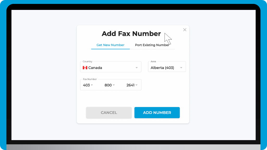 iFax Knowledge Base: Port New Fax Numbers - Select Country Code