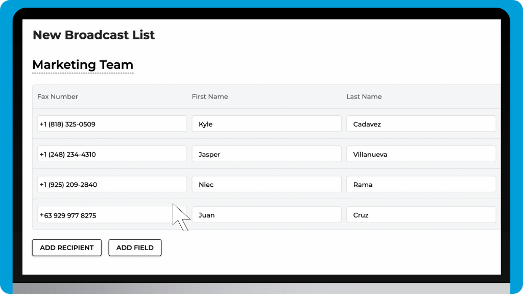 iFax Knowledge Base: Broadcast Fax - Add Details