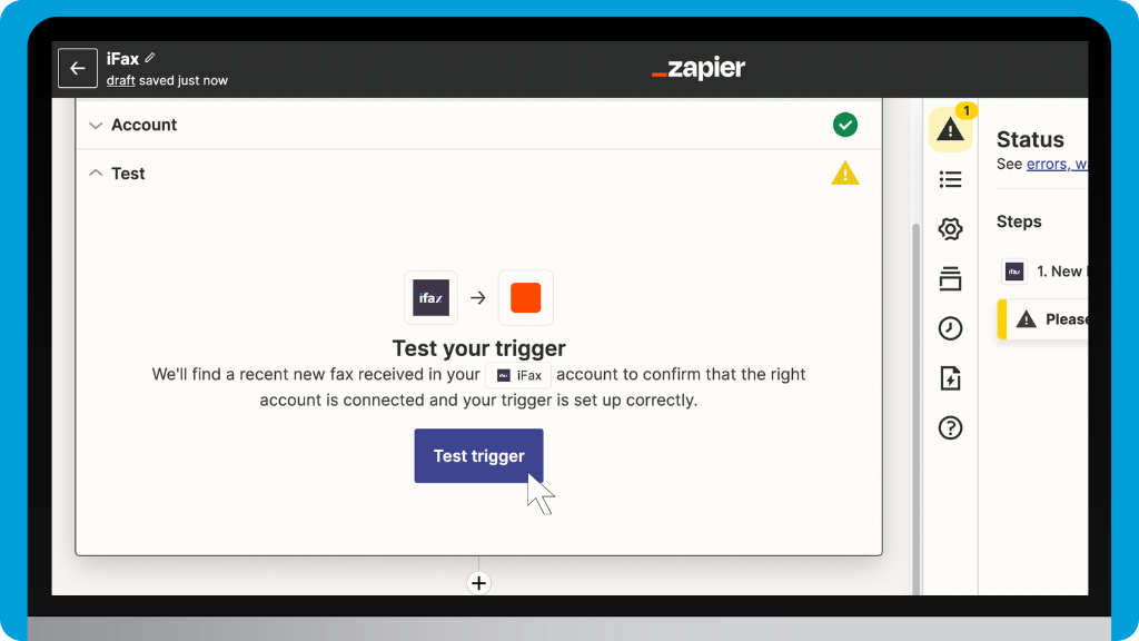 iFax Knowledge Base: Integrate iFax With Zapier - Test Trigger