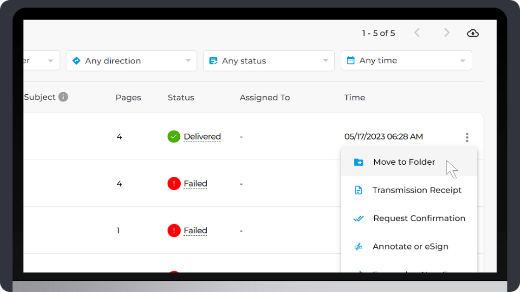 iFax Knowledge Base: Smart Folders - Manually Move Folder