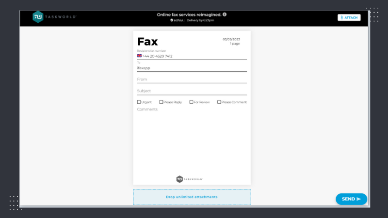 company fax page user interface