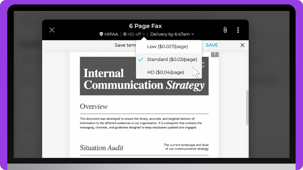 iFax Knowledge Base: Send Fax - adjust the fax image quality