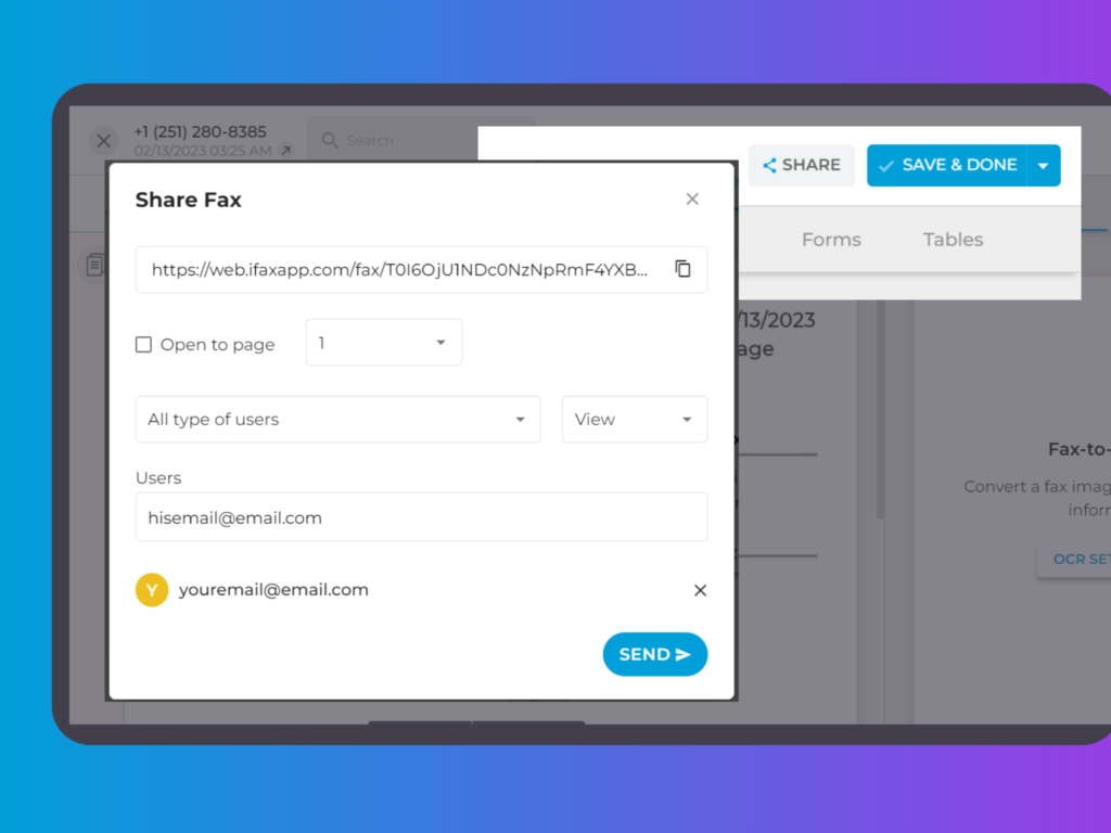 Easily Share Fax via Email to Any User