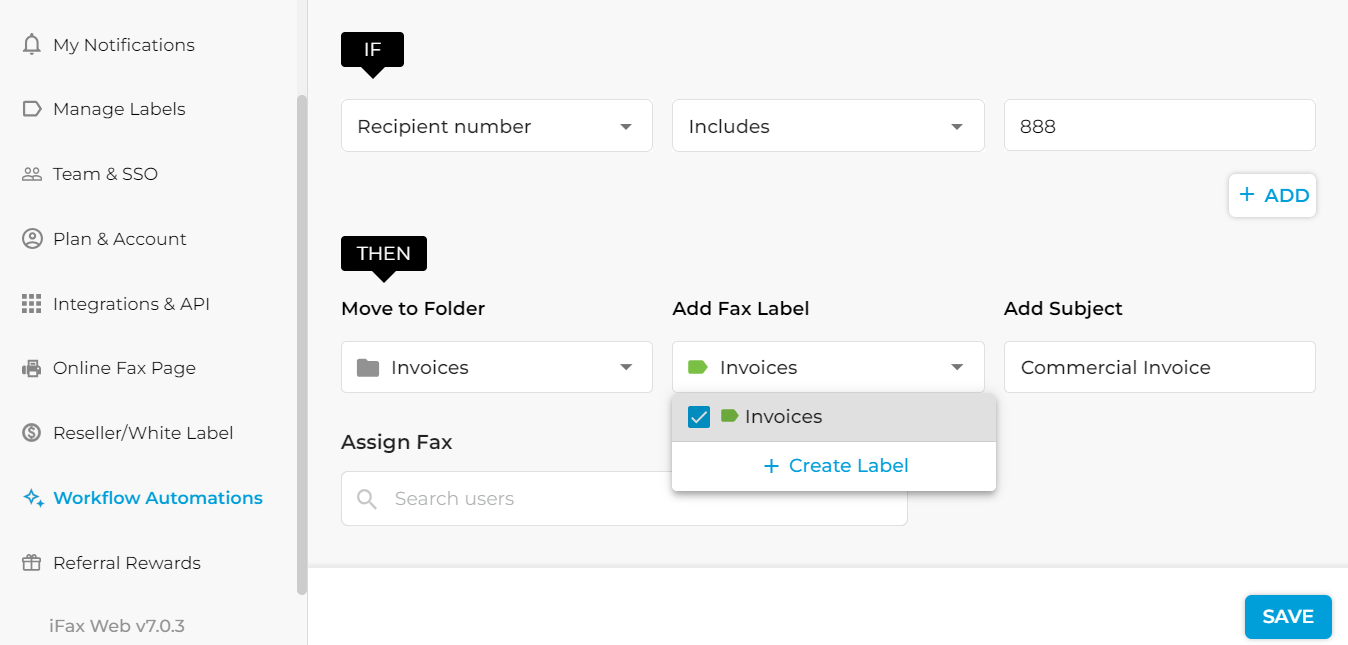 create custom automation rules in iFax