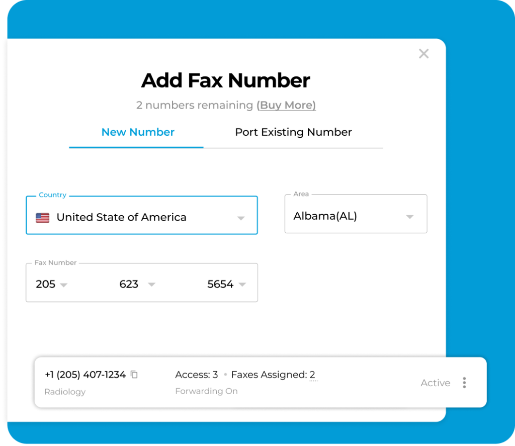 Fax Number Selection