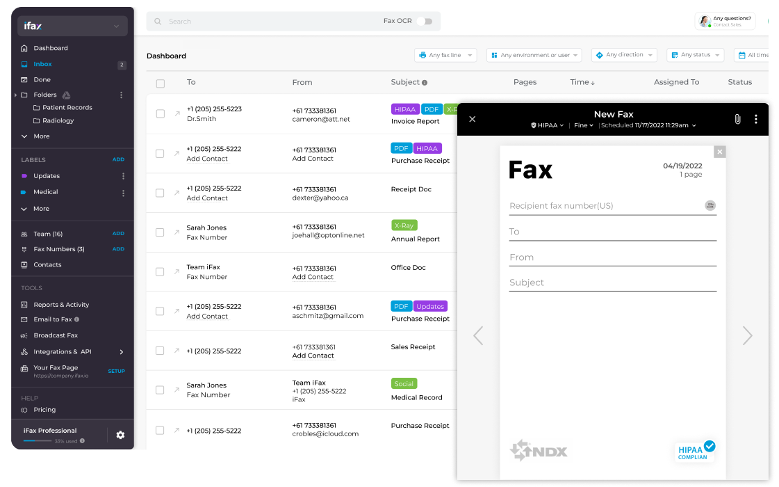 Fax Dashboard