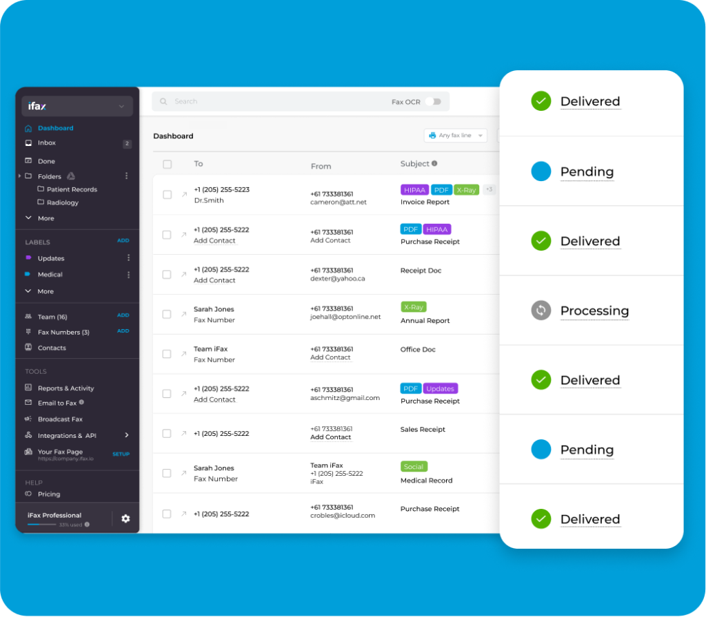 Fax Dashboard