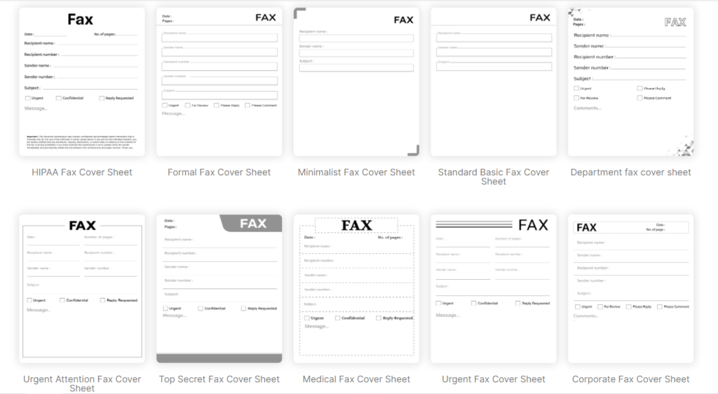 business fax cover sheets