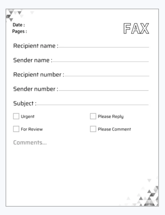 department fax cover sheet