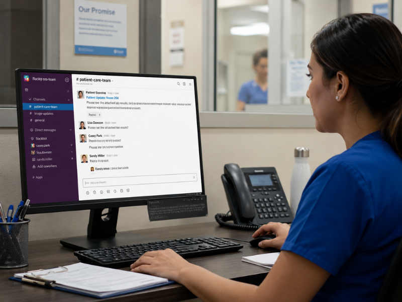 Can Slack be used to communicate with patients, members, or their families