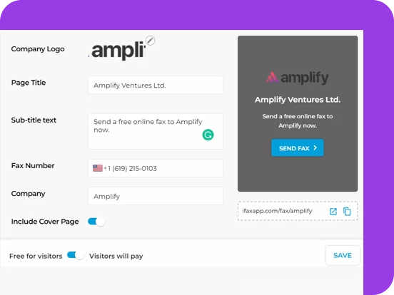 custom fax landing page