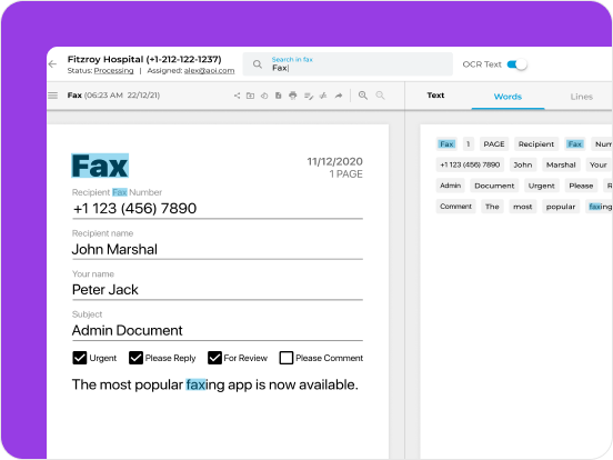 iFax fax OCR