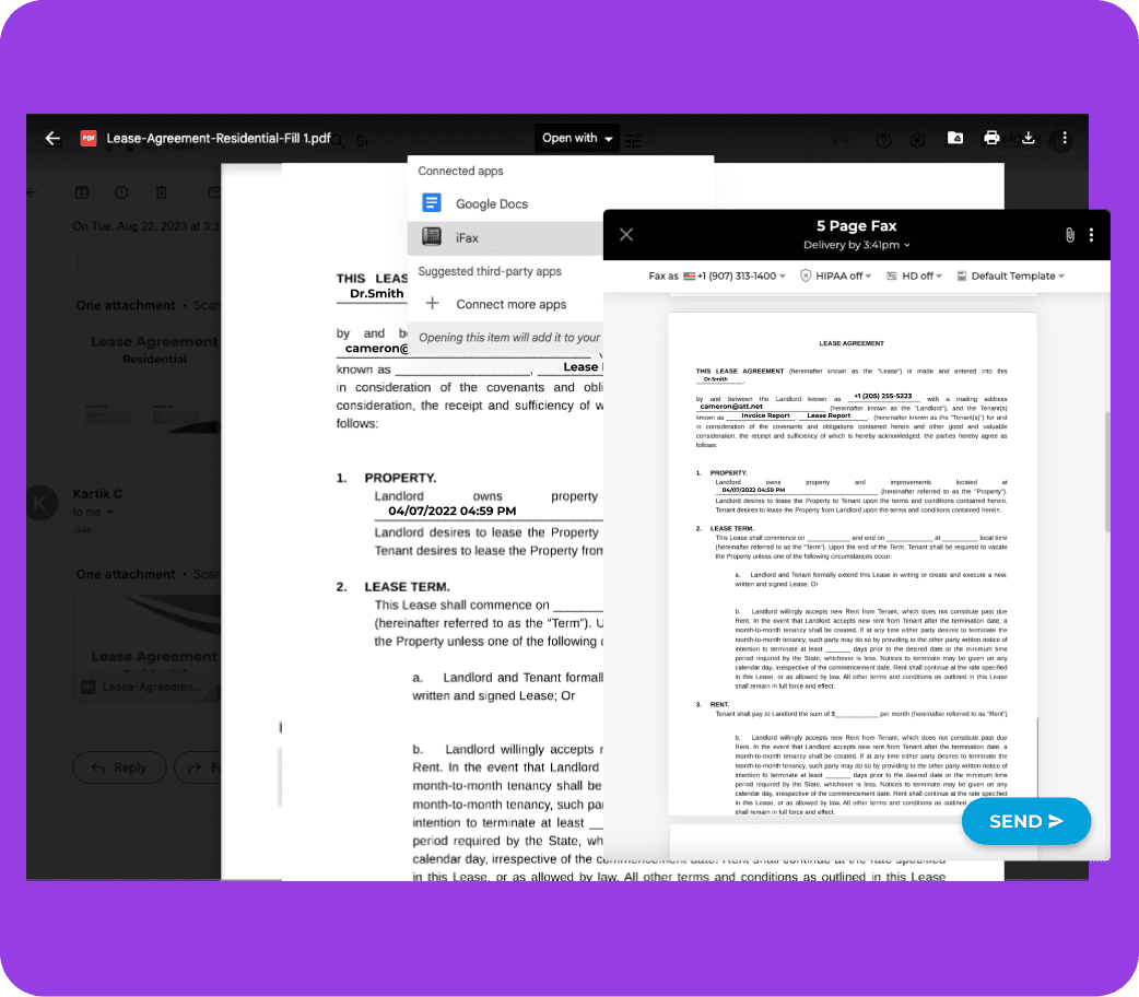 send online fax from gmail account