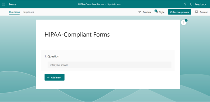 are microsoft forms hipaa compliant