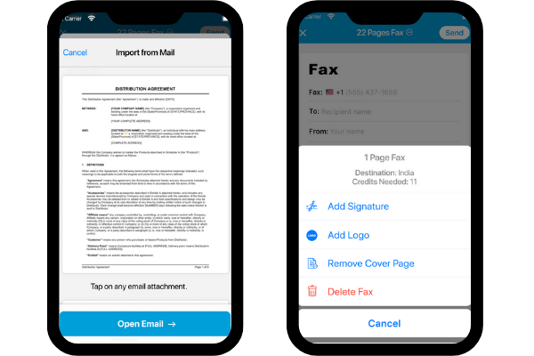 how to send a fax from iPhone
