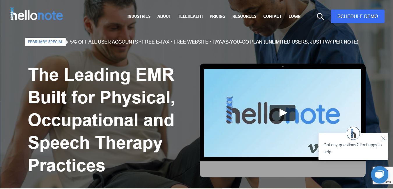 HelloNote EMR user-friendly physical therapy EMR