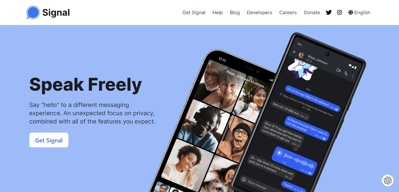 signal reliable and secure team chat app