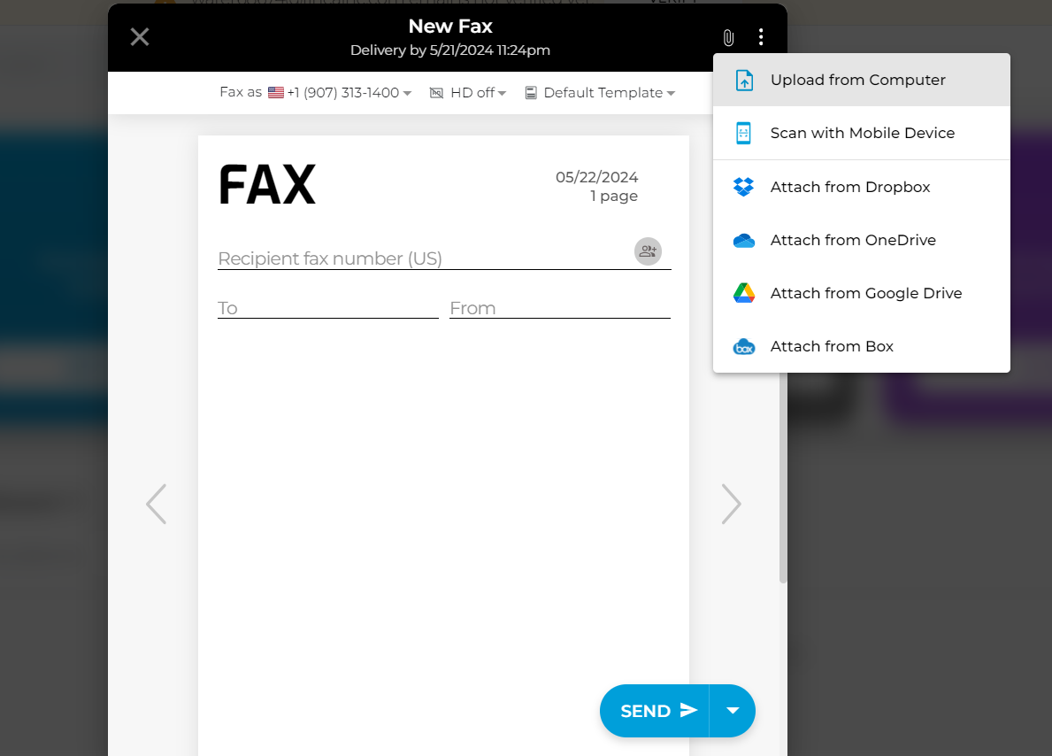 Sending a New Fax iFax