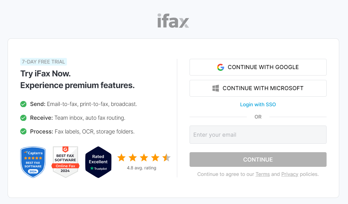 create an account sso google microsoft ifax
