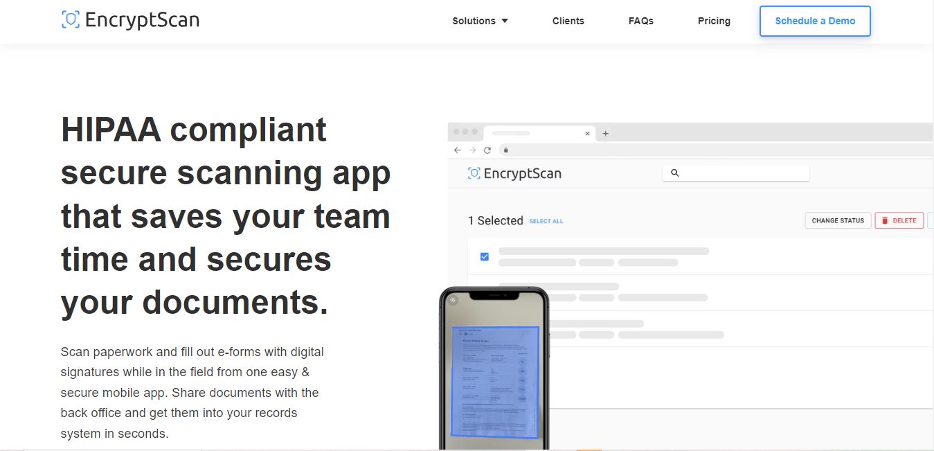 encryptscan hipaa compliant scanning app