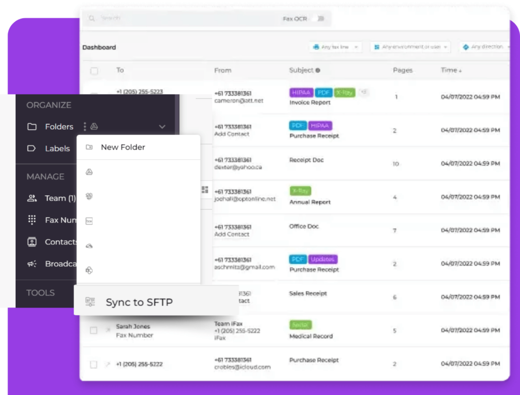 SFTP Sync for Easy Fax Document Management