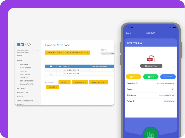 Faxage vs SRFax user interface