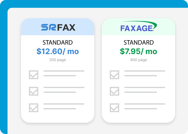 Faxage vs SRFax pricing comparison